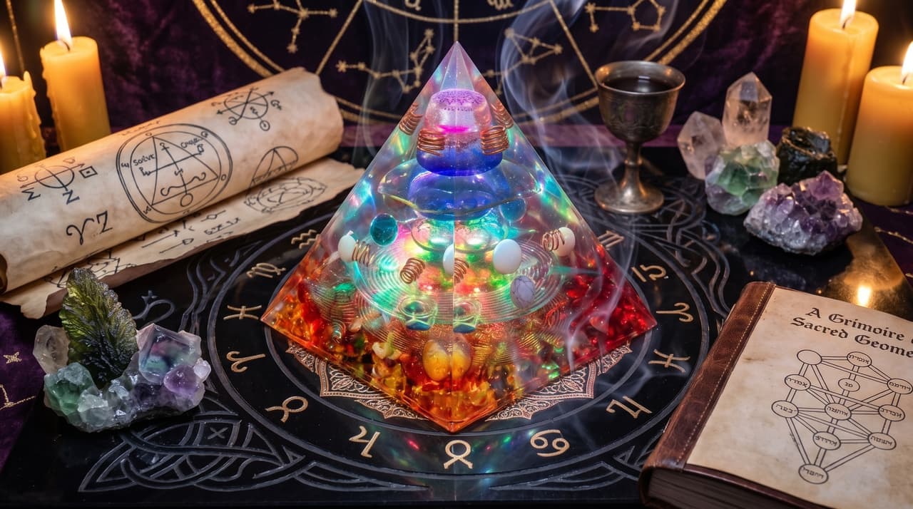 Orgonite Pyramide  7 Chakras en Résine